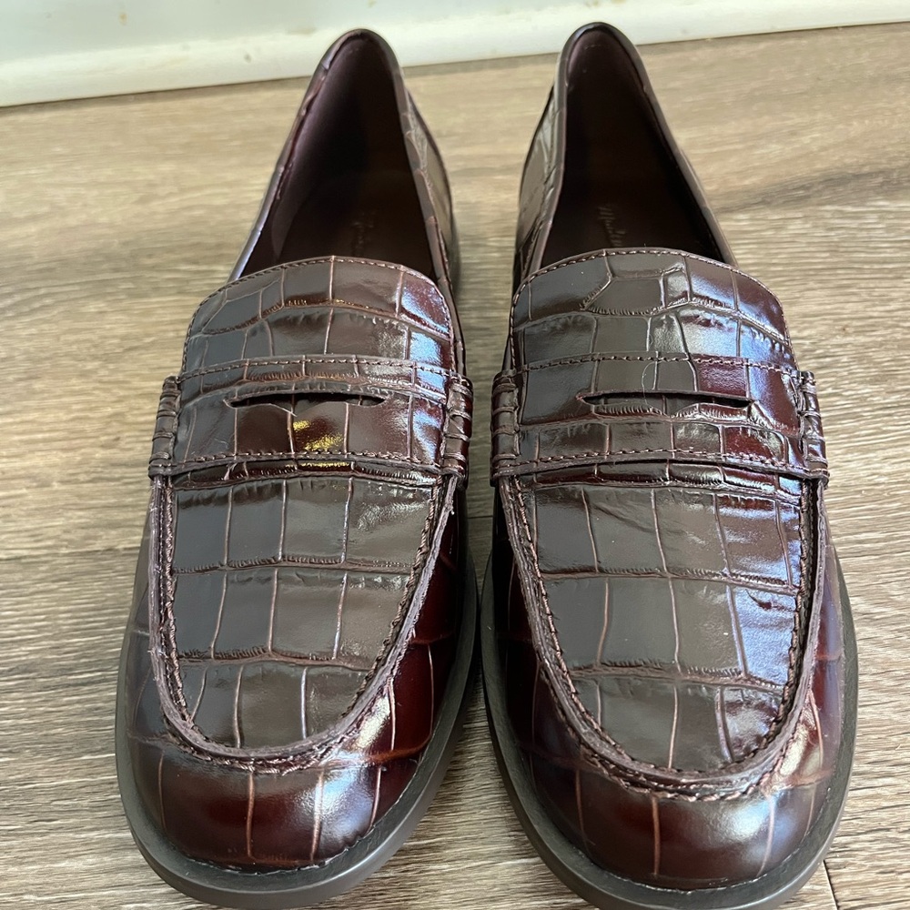 Madewell The Grayson Penny Loafer in Chocolate Raisin Crocodile NWOB size 11 - Picture 5 of 14